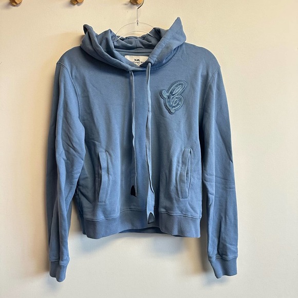 Coach New York Cotton Hoodie Blue Varsity Cursive C Size Large **See Description - Picture 13 of 13